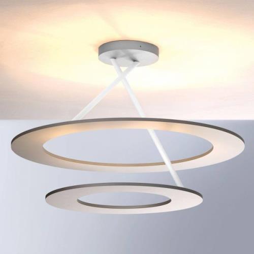 Bopp Stella LED-taklampe med 2 ringer i aluminium/hvit