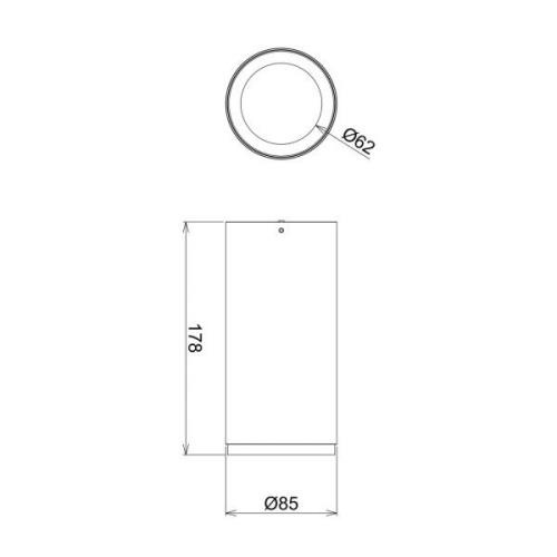 LED-downlight for utenpåliggende montering Lucea 15 W svart