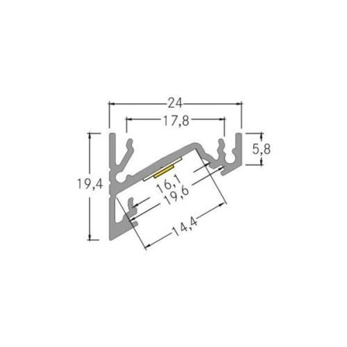 BRUMBERG One LED utenpåliggende hjørneprofil, aluminium, 2 meter