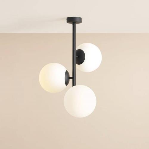 Dione taklampe, opal/svart, 3 lamper