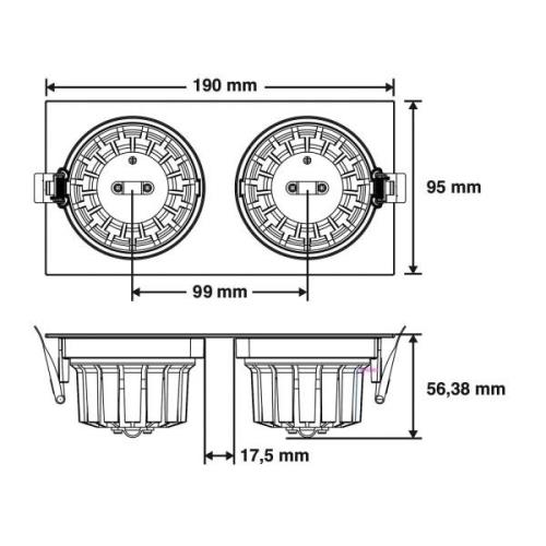 SLC DL04 Square X2 LED-downlight 3 000 K svart