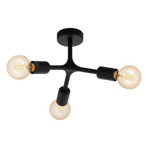 Bocadella 1 taklampe i svart, 3 lyskilder