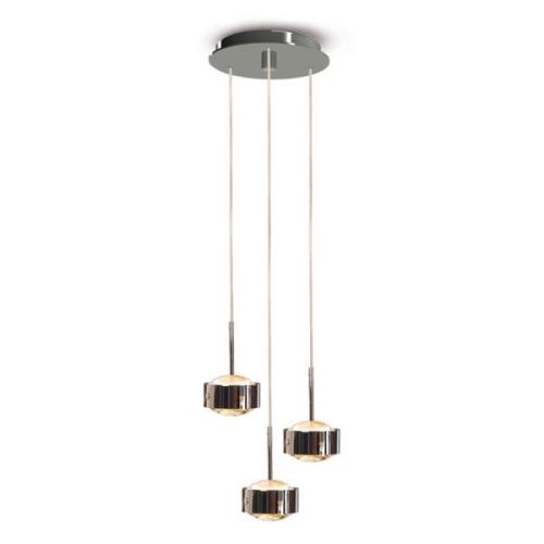 LED-hengelampe Puk Maxx Drop Trio, krom