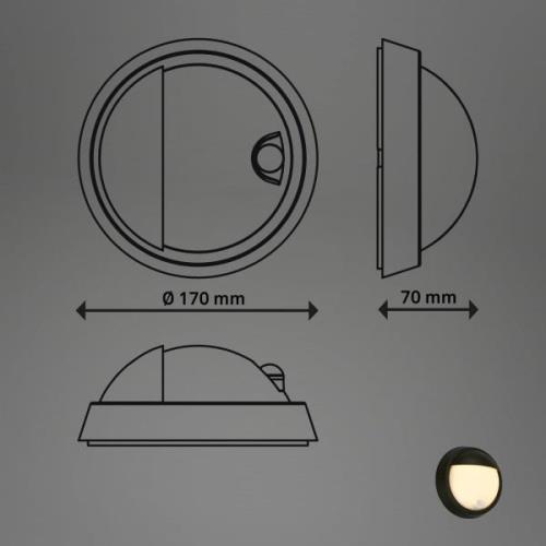 Utendørs utendørs vegglampe 3785015 svart bevegelsessensor 17cm