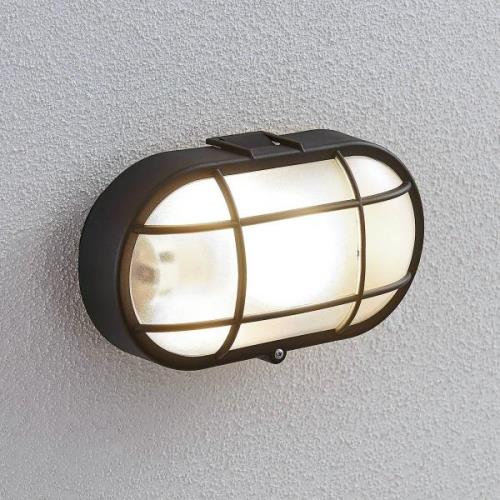 Utendørs vegglampe Alisha, oval, svart