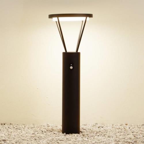 Lucande LED-solcellelampe Elario, svart, aluminium, CCT, sensor