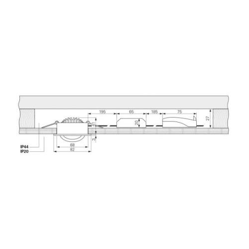 Innfelt taklampe Dione, IP44, 2700 K, nikkel, dimbar