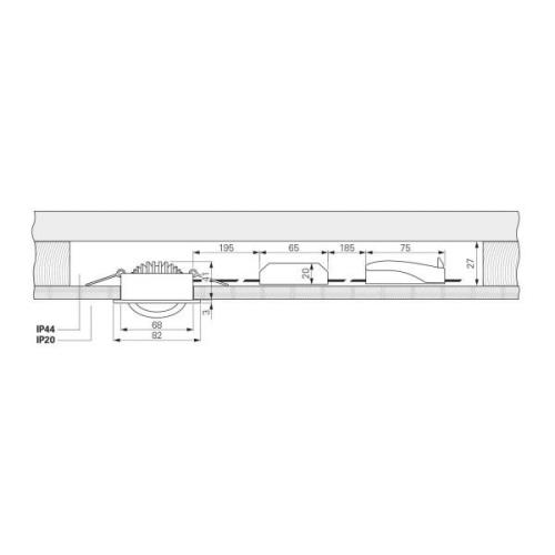 Innfelt taklampe Dione, IP44, 4000 K, svart, dimbar