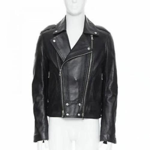 Pre-owned Svart Balmain-skinnjakke