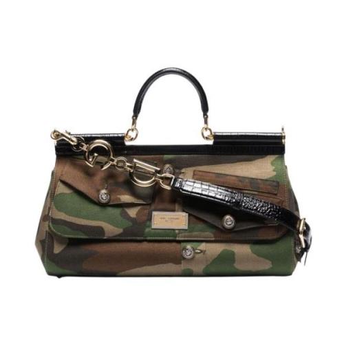 Grønn Camouflage Tote Bag