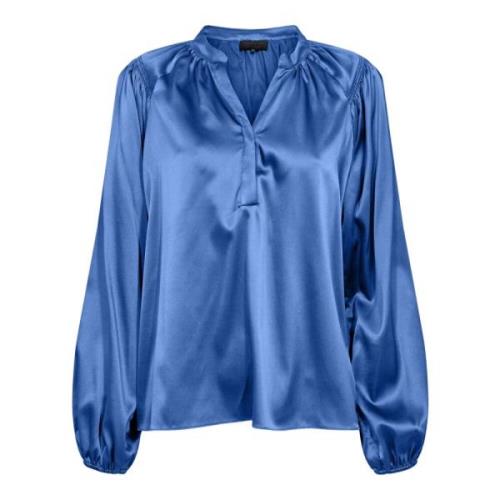 Blå Feminin Bluse