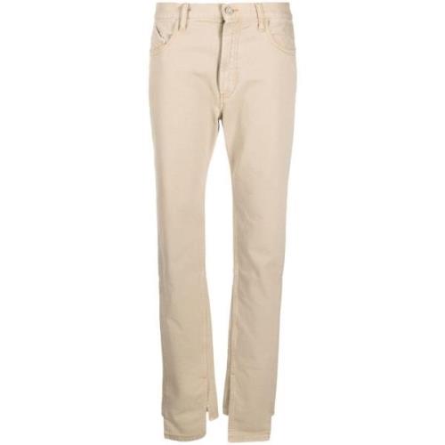 Beige Straight Leg Chinos