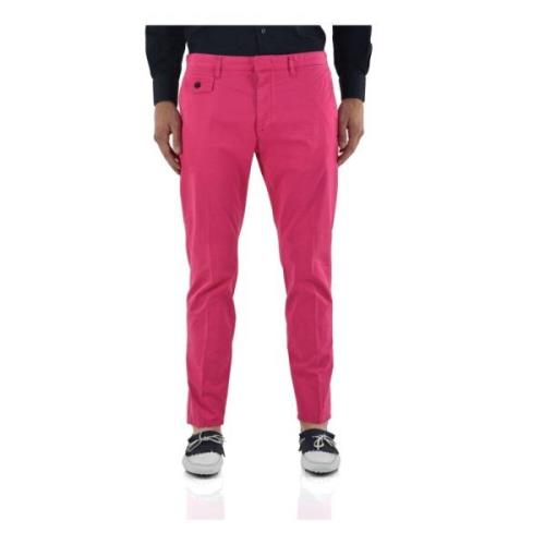 Fuchsia Bomull Herre Chinos med Knapper