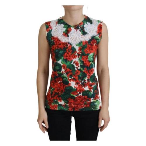 Hvit Blomstret Ull Blonde Vest Tank Top