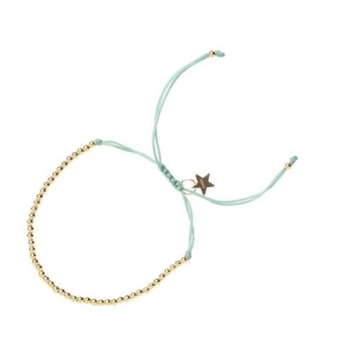 Metal Bead Bracelet Thin Teal