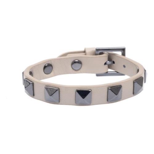 Leather Stud Bracelet Sand W/Gun