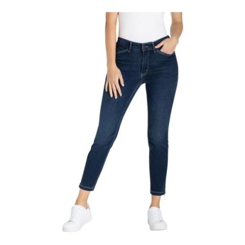 Mørk Denim Skinny Jeans med Glidelåsdetalj