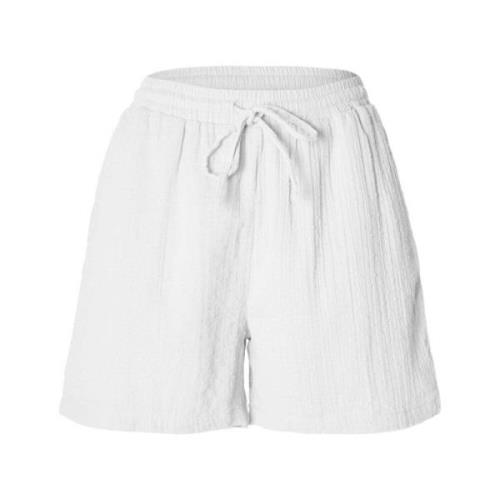 Bomull Elastisk Midje Shorts - Snow White