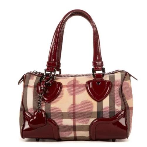 Pre-owned Burgunder lerret Burberry Boston Bag