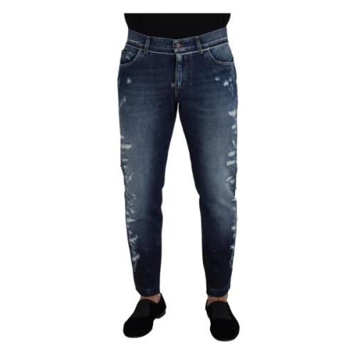 Blå Vask Regular Denim Jeans Bukser