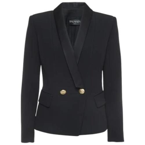 Pre-owned Balmain Blazer i svart stoff