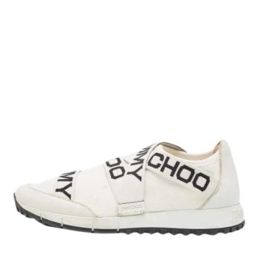 Pre-owned Hvit skinn Jimmy Choo joggesko