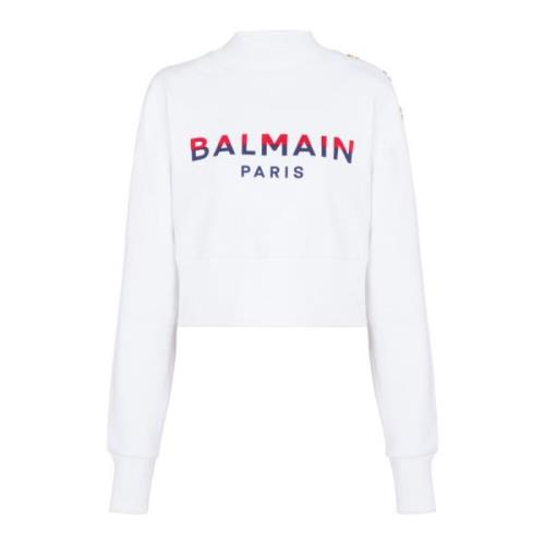 Flocked Paris cropped sweatshirt