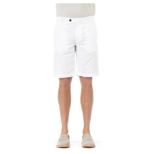 Hvite Bermuda Shorts i bomull-lin