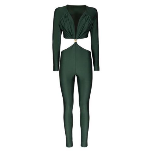 Lycra Jumpsuit med Dyp Halsutringning