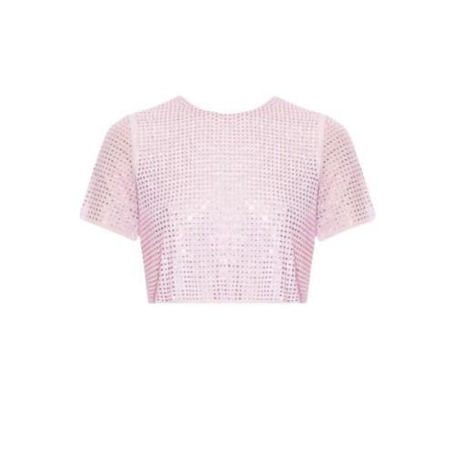 Glamorøs Mesh Top med Rhinestone-detaljer