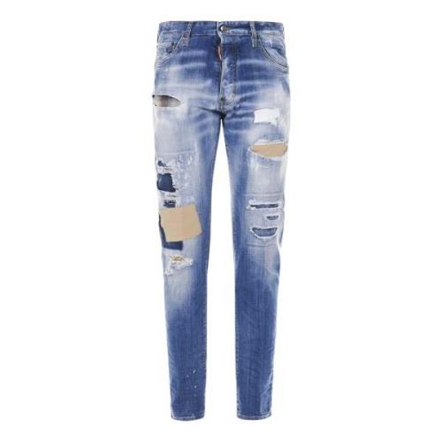 Slim-fit Jeans med Bleach-effect Finish