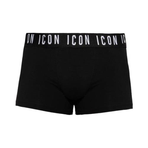 Logo Boxershorts, Svarte Bomull med Elastisk Linning