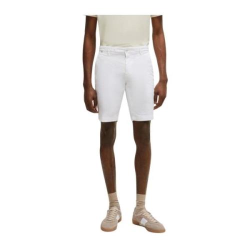 Hvit Boss Black Slim-Fit Stretch-Cotton Shorts Shorts