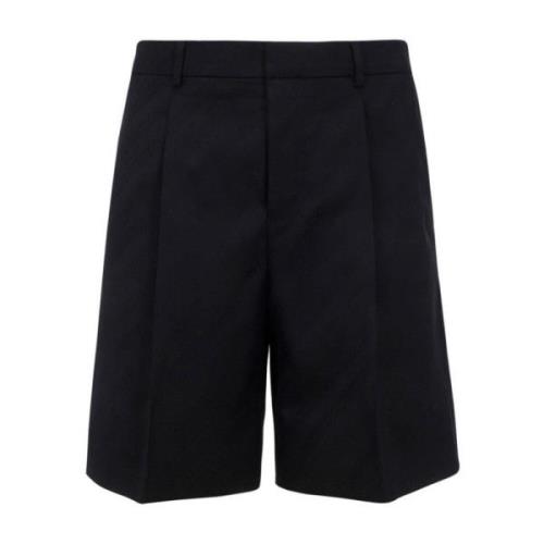 Sorte Stripete Ull Shorts for Menn