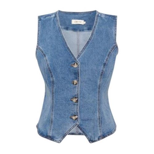 Light Denim Cream Crfatima Denim Waistcoat Vest D