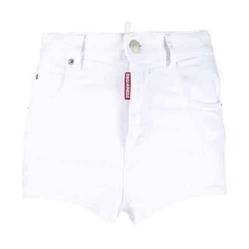 Hvite Denim Casual Shorts