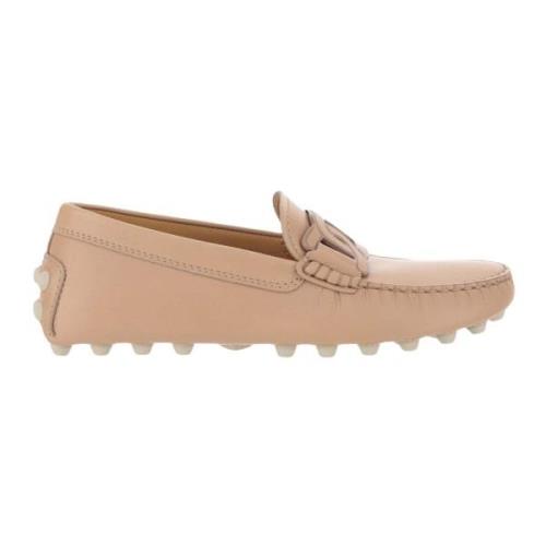 Beige Skinn Kjede Loafers Kvinner