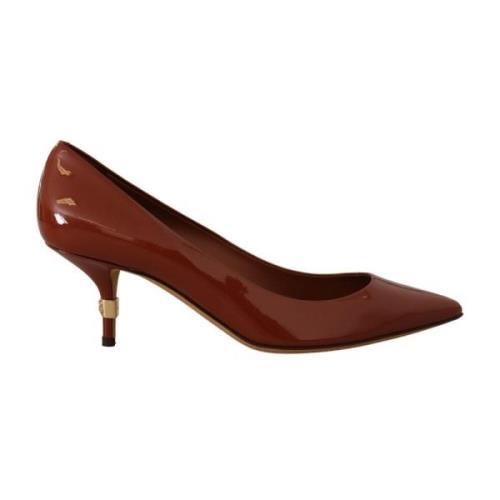 Brun Patentlær Kitten Heels Pumps