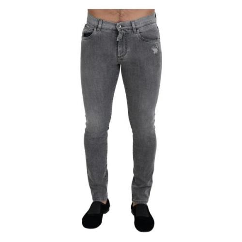 Grå Vasket Skinny Denim Jeans