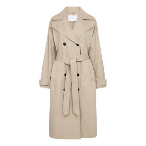 Taupe Trenchcoat med knappelukking