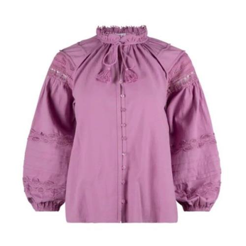 Mauve Luna Bluse med Blonde Detaljer