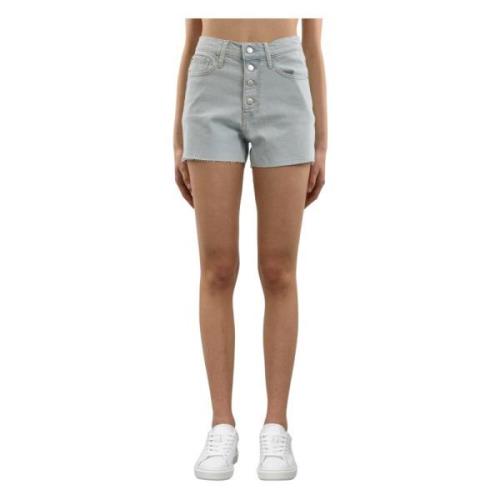 Denim Høytlivsshorts med Slitt Effekt