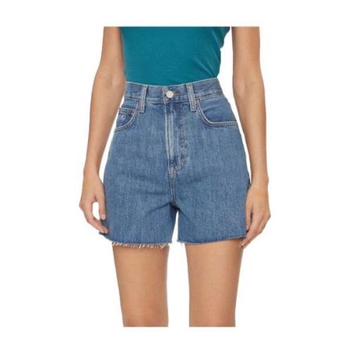 Høytlivs Mom Shorts i Myk Bomullsdenim