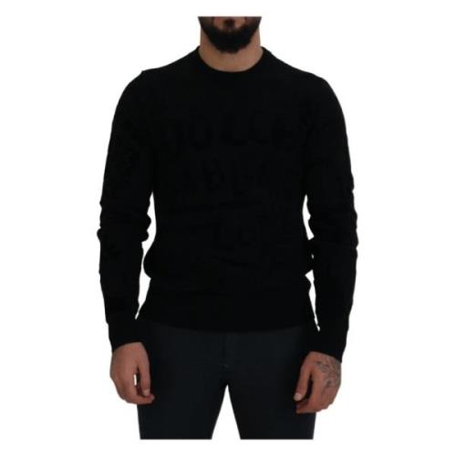 Sort Ull Logo Mønster Crewneck Genser