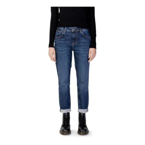 Blå ensfarget dame jeans