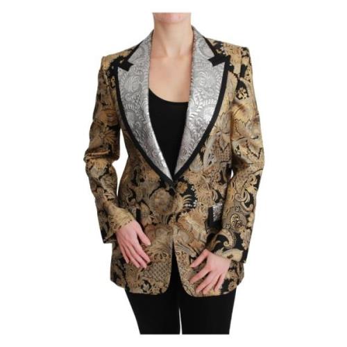 Sort Gull Jacquard Blazer Jakke