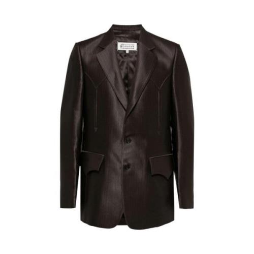 Sjokoladebrun Stripete Blazer Unisex