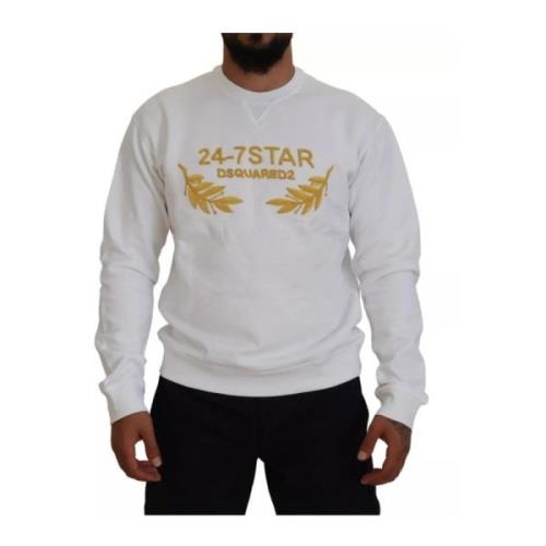 Hvit Brodert Crewneck Sweatshirt