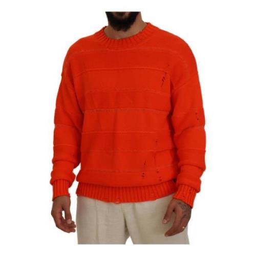 Oransje Strikket Crew Neck Sweater