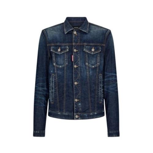 Denimjakke Slim Fit Kontrastsømmer